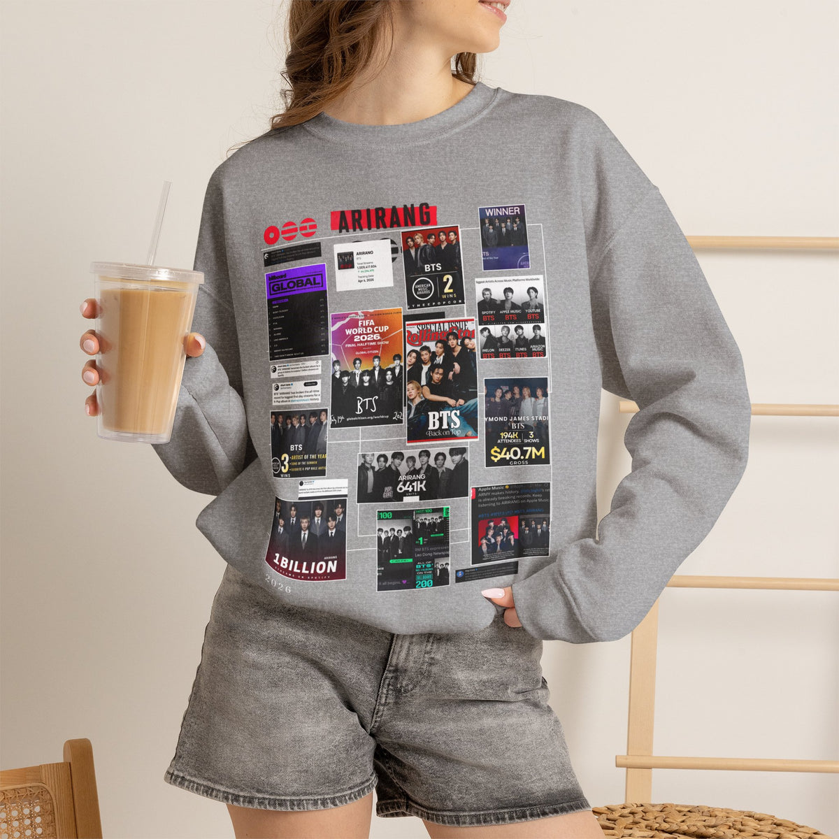 BTS Collage Graphic Crewneck Sweatshirt — Music Poster Design