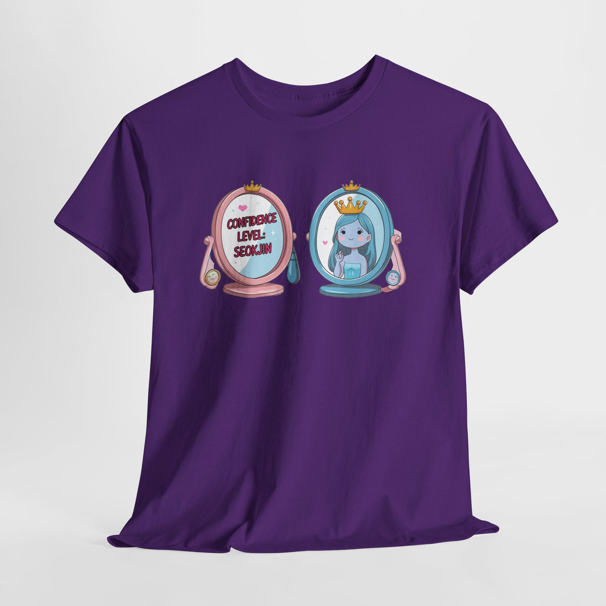 JIN Level Shirt — Cute Pink & Blue Mirrors Graphic Tee ("Comfort Level: Secure")