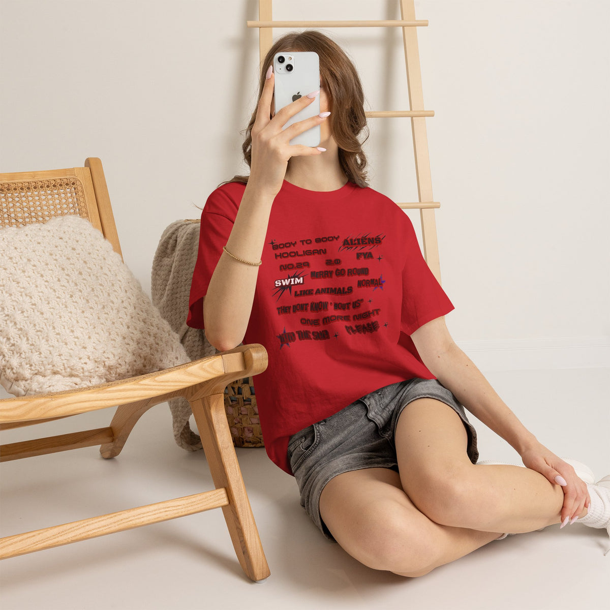 BTS ARIRANG Graphic Tee — Distorted Red Text Band Shirt
