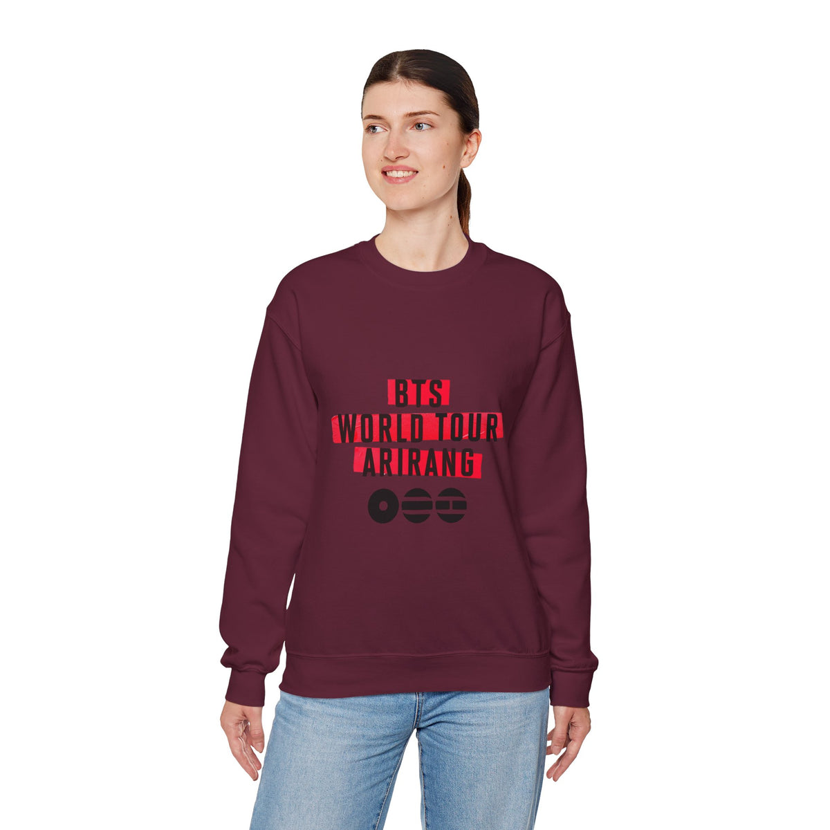 BTS ARMY Crewneck Sweatshirt — “BTS World Tour Arirang” Front & “Army Forever Bangtan Forever” Back