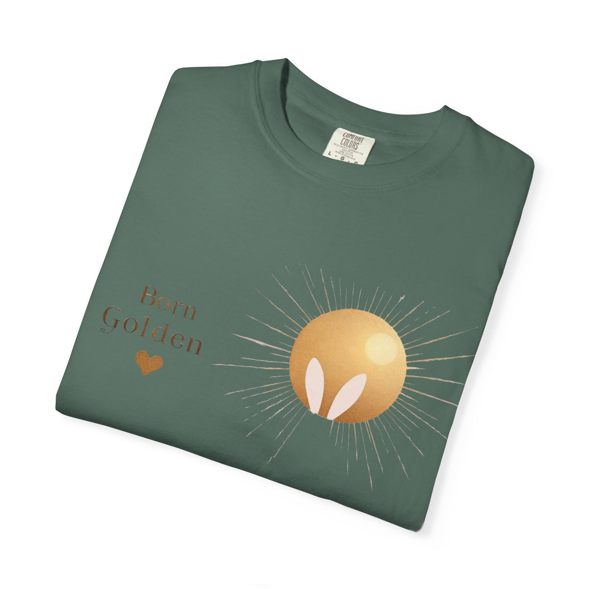 JK Born Golden Tee — Minimal Sun Badge Graphic T-Shirt