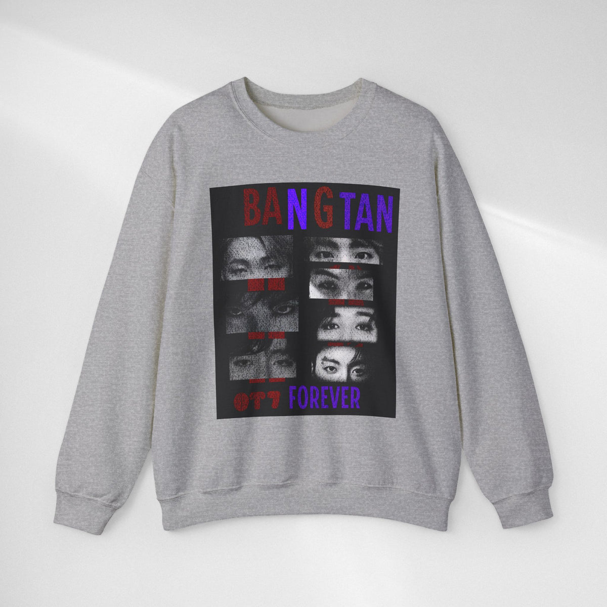 Bangtan Eyes Graphic Sweatshirt — K-Pop Fan Crewneck ("BANGTAN 07 FOREVER")