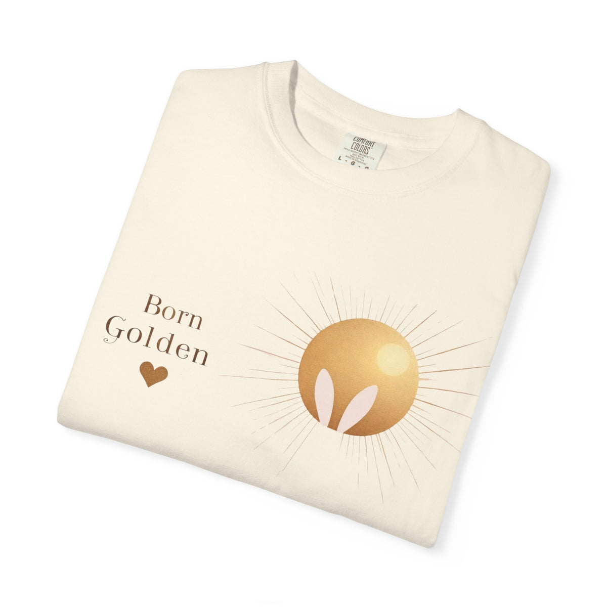 JK Born Golden Tee — Minimal Sun Badge Graphic T-Shirt