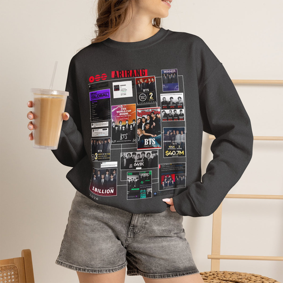 BTS Collage Graphic Crewneck Sweatshirt — Music Poster Design