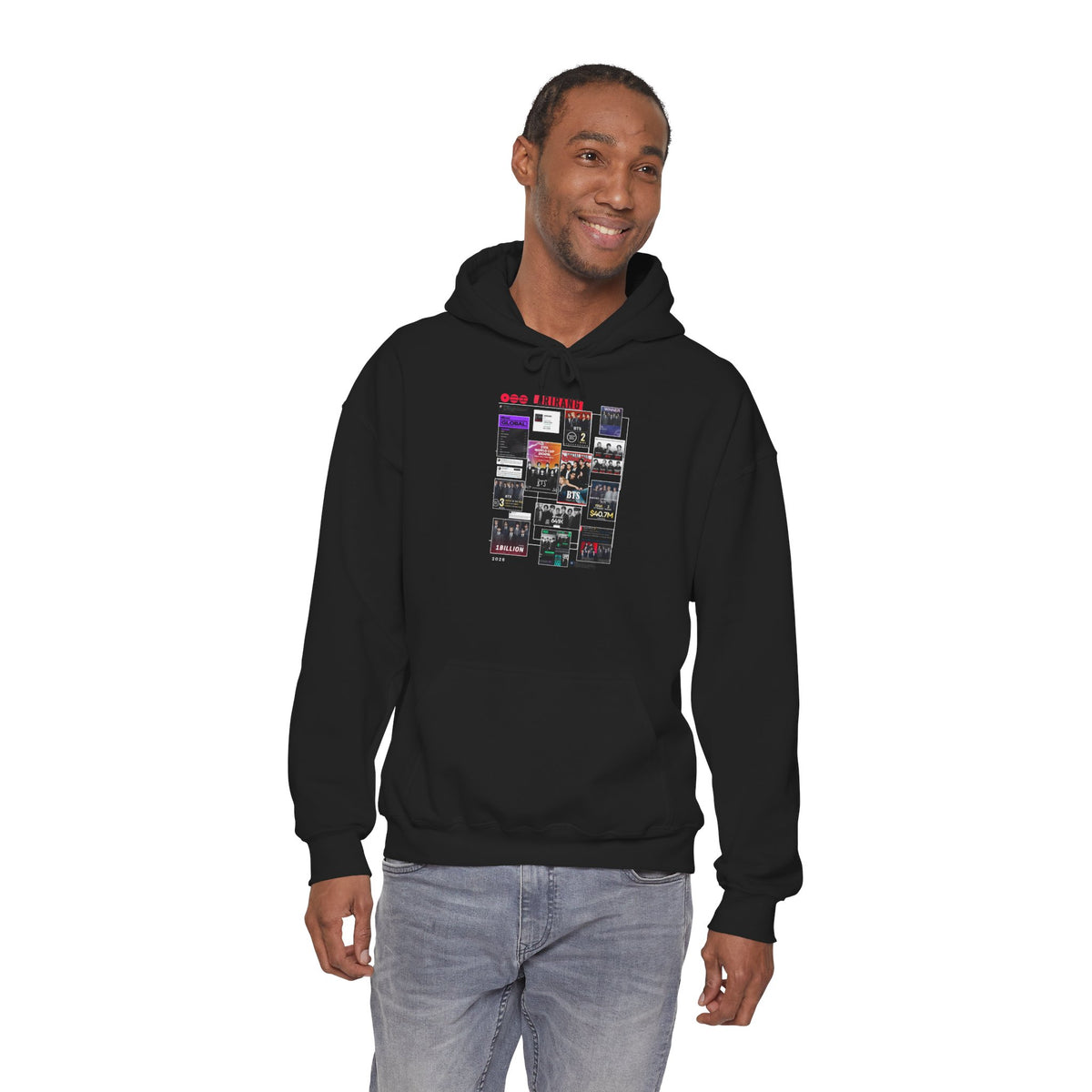 BTS Collage Hoodie — Retro Music Posters Graphic Sweatshirt