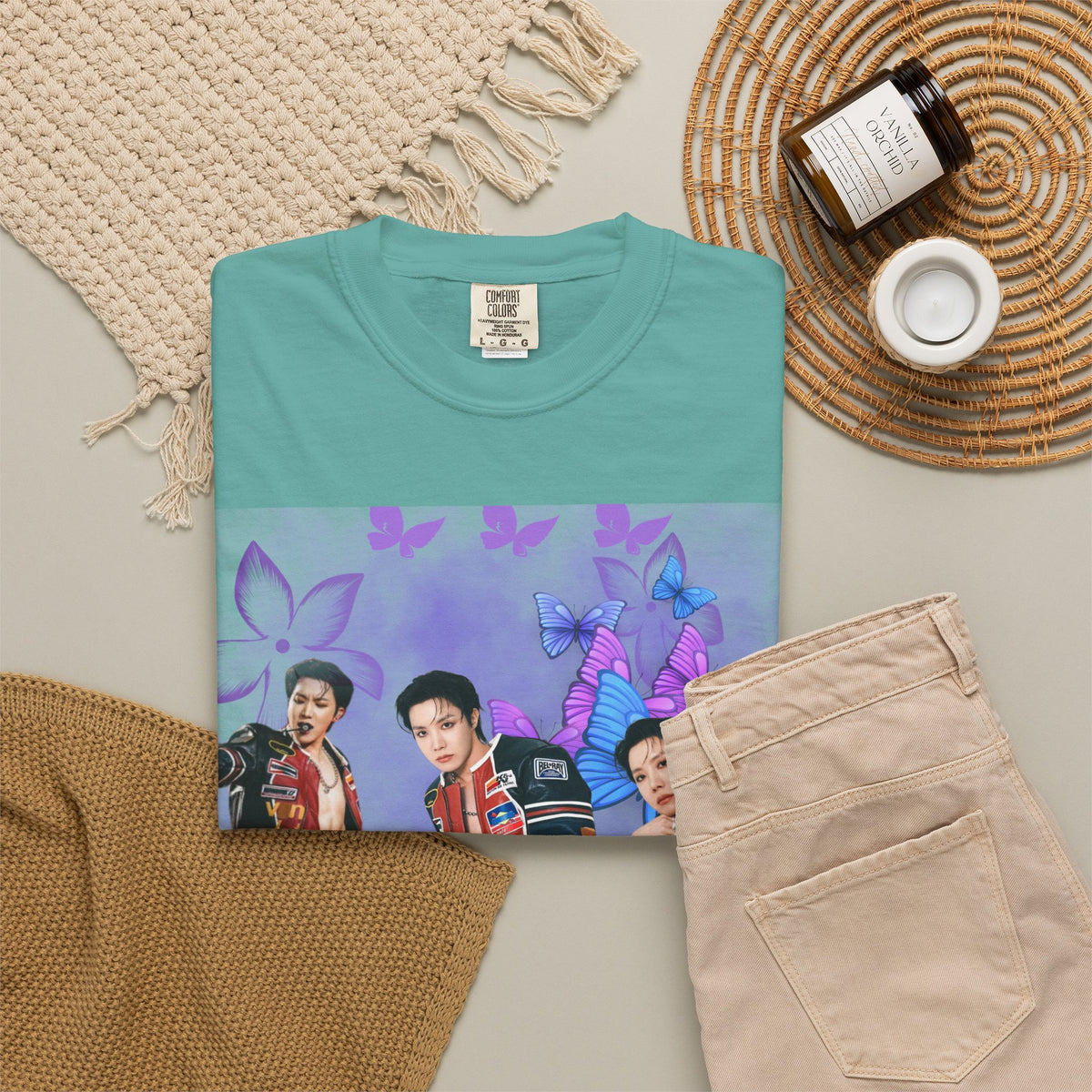 JHOPE Graphic T-Shirt — Purple Floral Portrait Tee