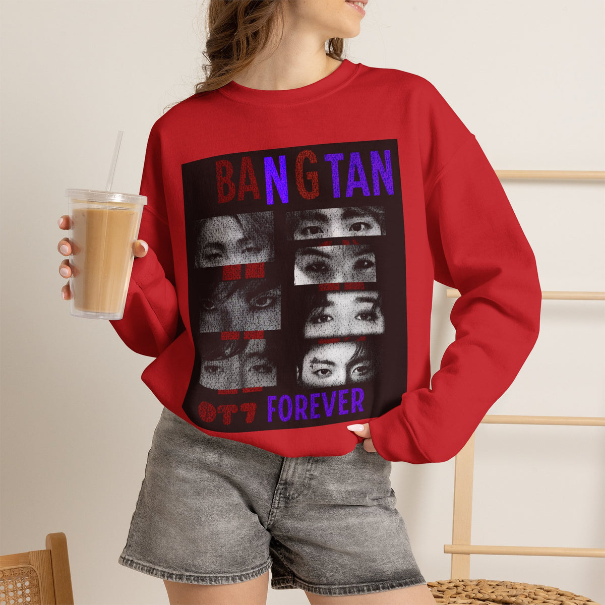Bangtan Eyes Graphic Sweatshirt — K-Pop Fan Crewneck ("BANGTAN 07 FOREVER")