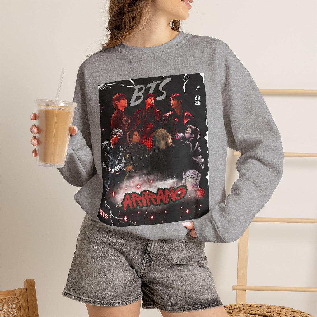 K-Pop Graphic Crewneck Sweatshirt — BTS Aesthetic Fan Design