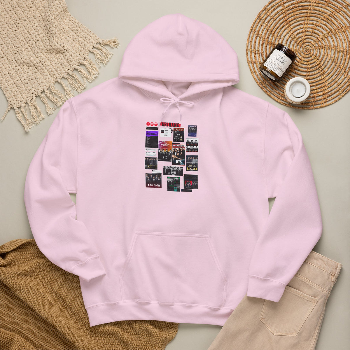 BTS Collage Hoodie — Retro Music Posters Graphic Sweatshirt