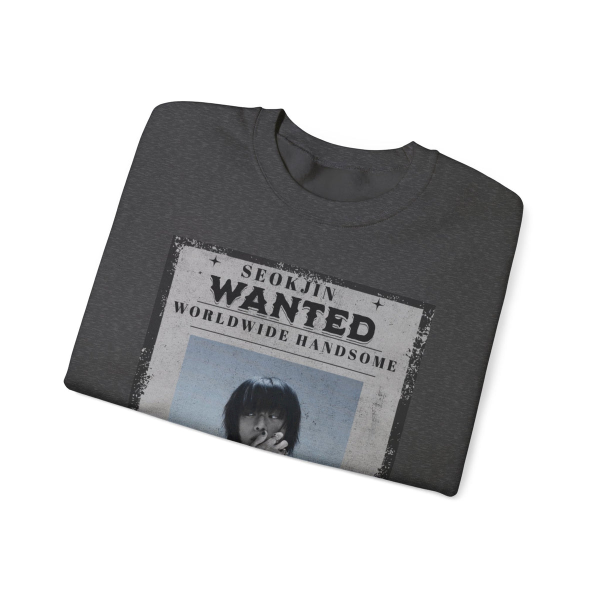 Crewneck Sweatshirt — 'Seojin Wanted: Worldwide Handsome' Vintage Poster Graphic