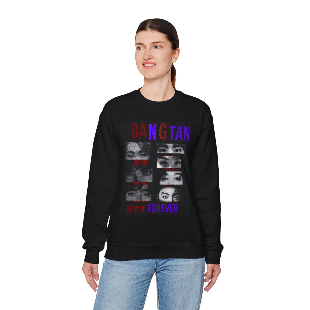 Bangtan Eyes Graphic Sweatshirt — K-Pop Fan Crewneck ("BANGTAN 07 FOREVER")