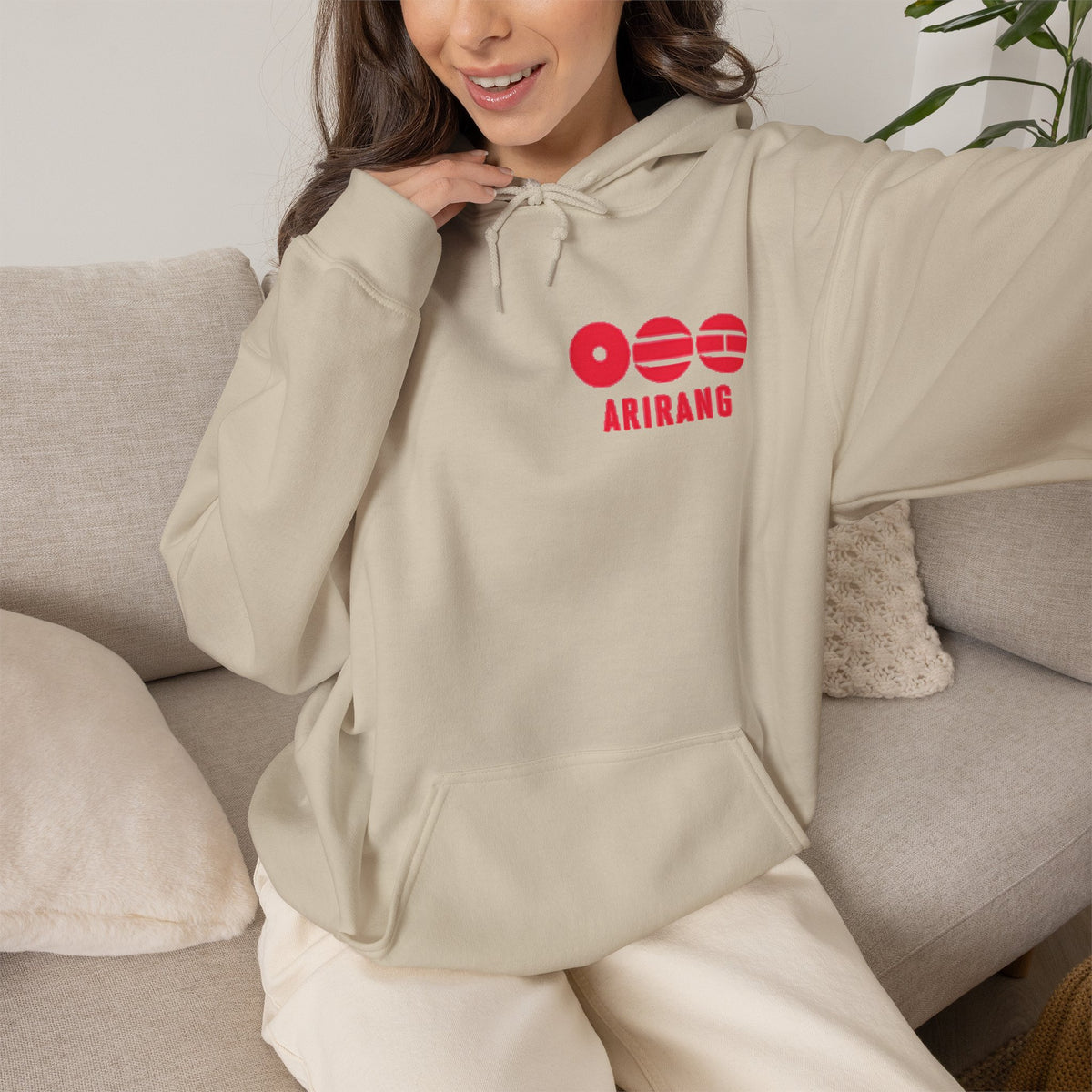 Arirang Logo Hoodie — Minimal BTS Inspired White Pullover