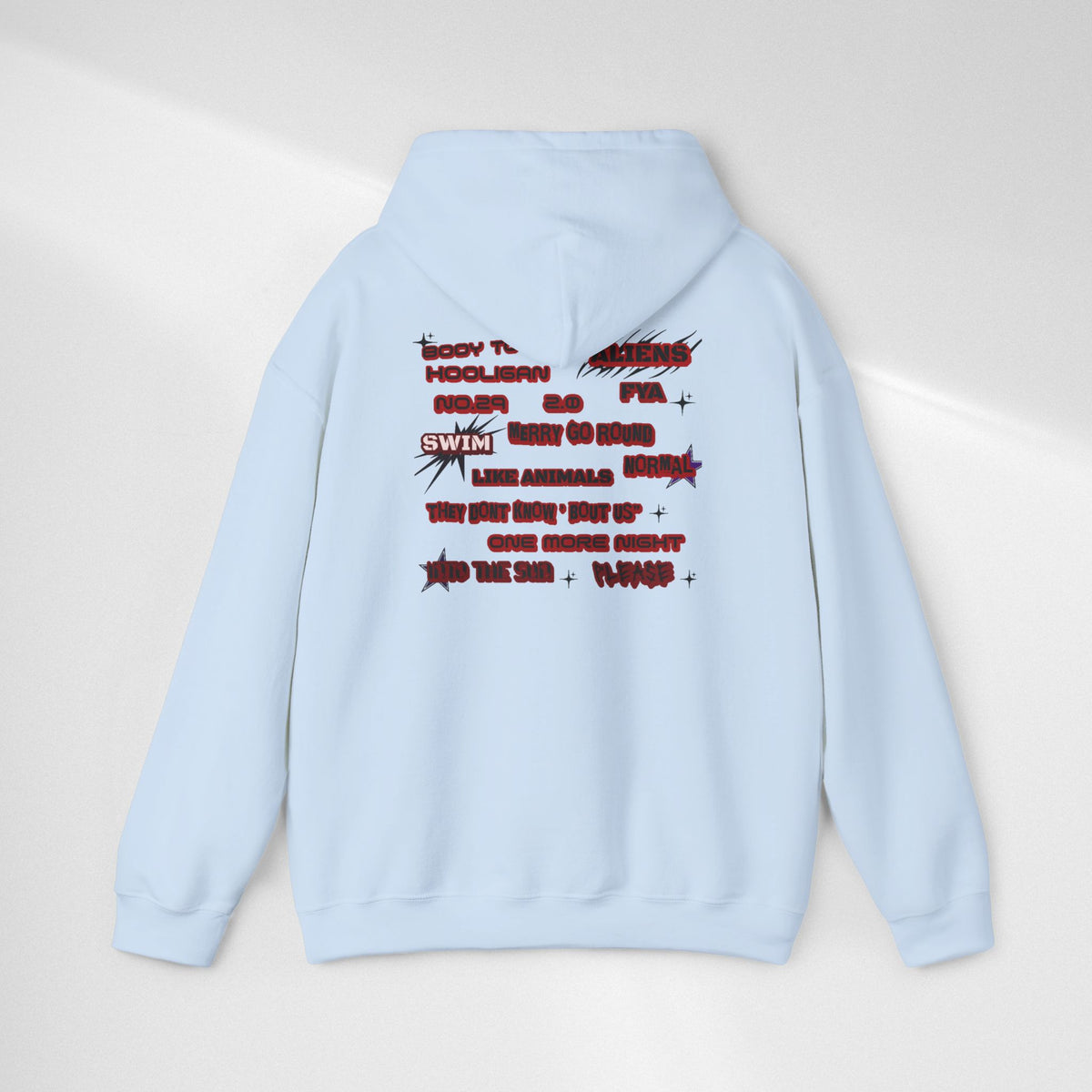 BTS Text Graphic Hoodie —  Red Script Sweatshirt