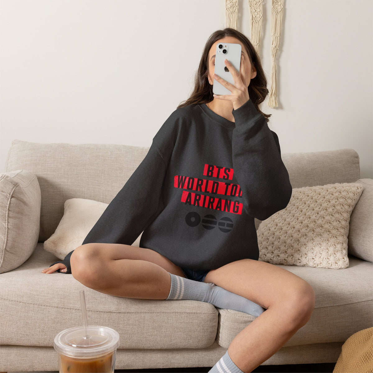 BTS ARMY Crewneck Sweatshirt — “BTS World Tour Arirang” Front & “Army Forever Bangtan Forever” Back