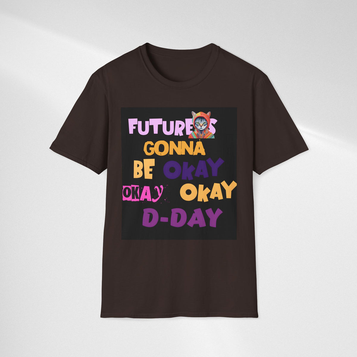 T-Shirt — “Future’s Gonna Be Okay” Positive Cat Graphic Tee