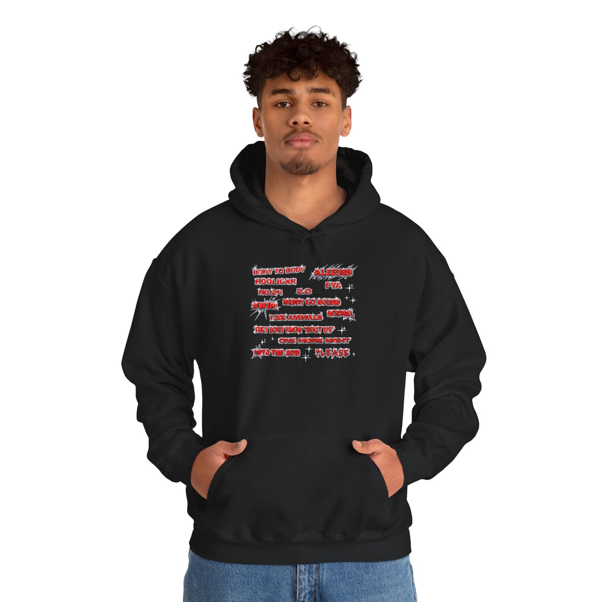 BTS Text Graphic Hoodie —  Red Script Sweatshirt