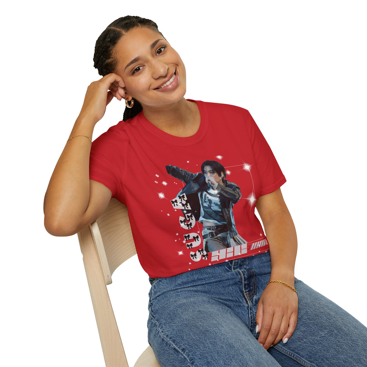 Vintage K-Pop Idol Graphic Tee — "SUGA 93" Sparkle Jersey Shirt