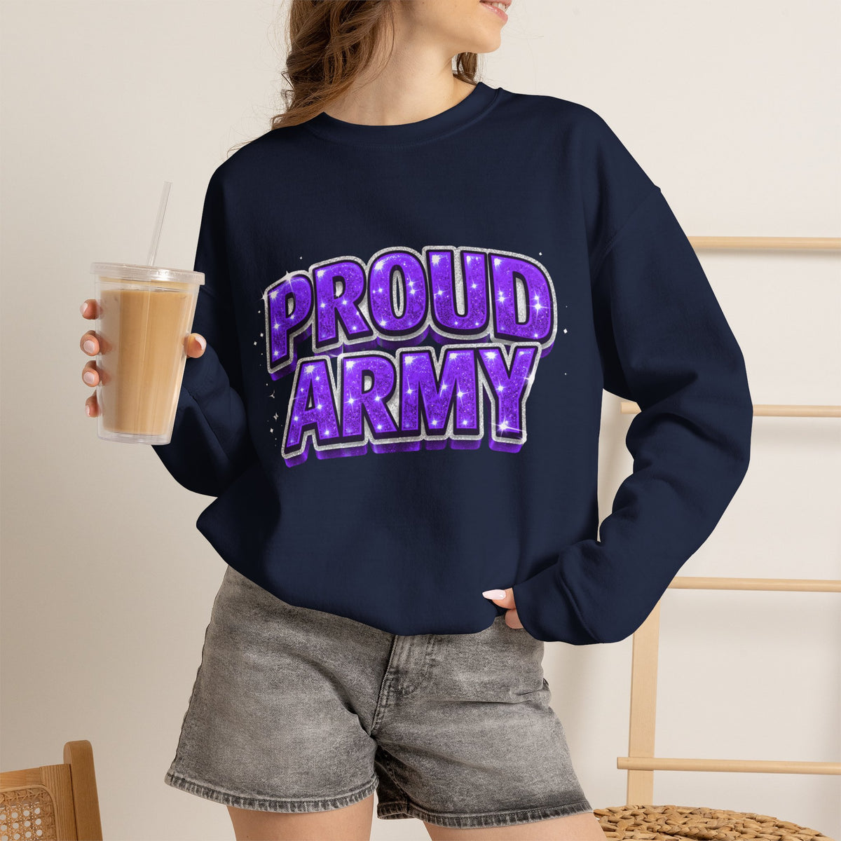 Proud Army Crewneck Sweatshirt — Support Pullover