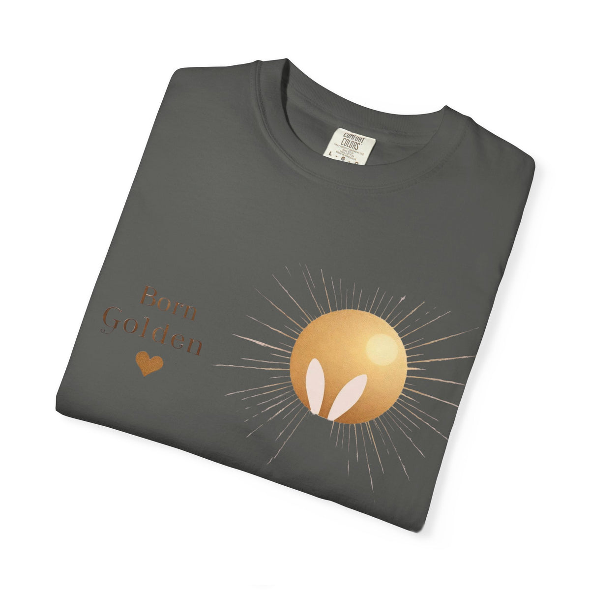 JK Born Golden Tee — Minimal Sun Badge Graphic T-Shirt
