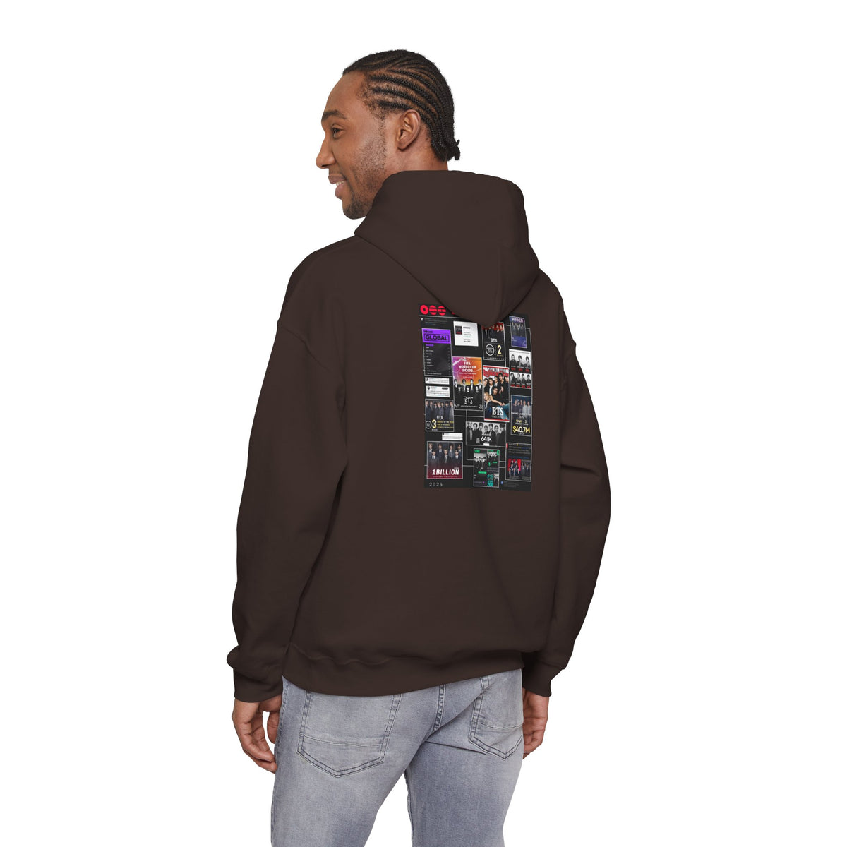 BTS Collage Hoodie — Retro Music Posters Graphic Sweatshirt