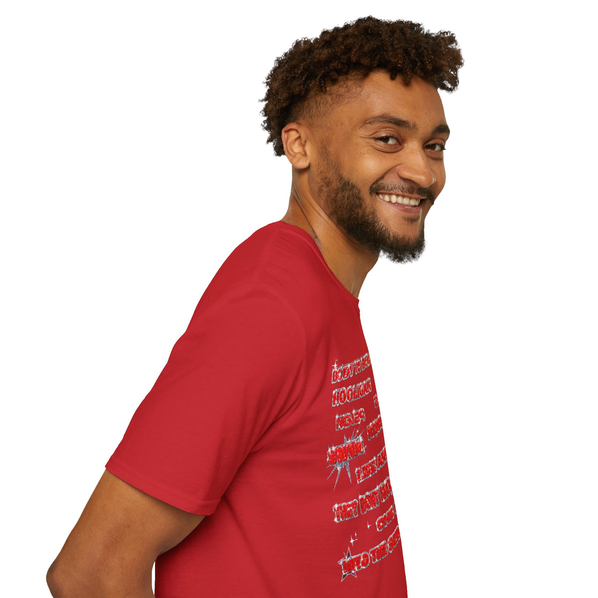 BTS Band Tee — Red  Text Graphic T‑Shirt