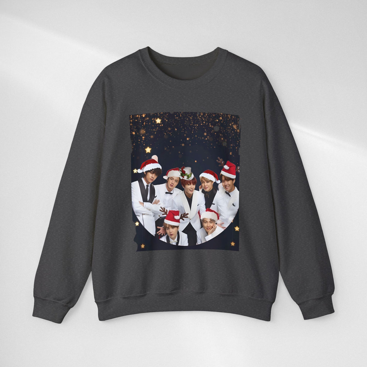 BTS Holiday Crewneck Sweatshirt — Festive Group Photo Design