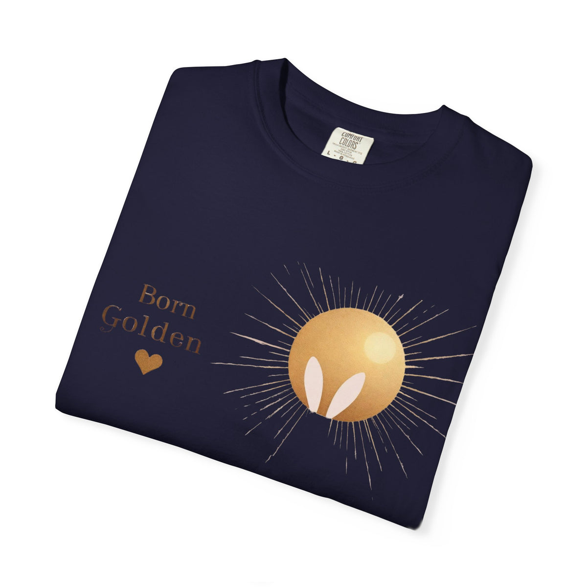 JK Born Golden Tee — Minimal Sun Badge Graphic T-Shirt