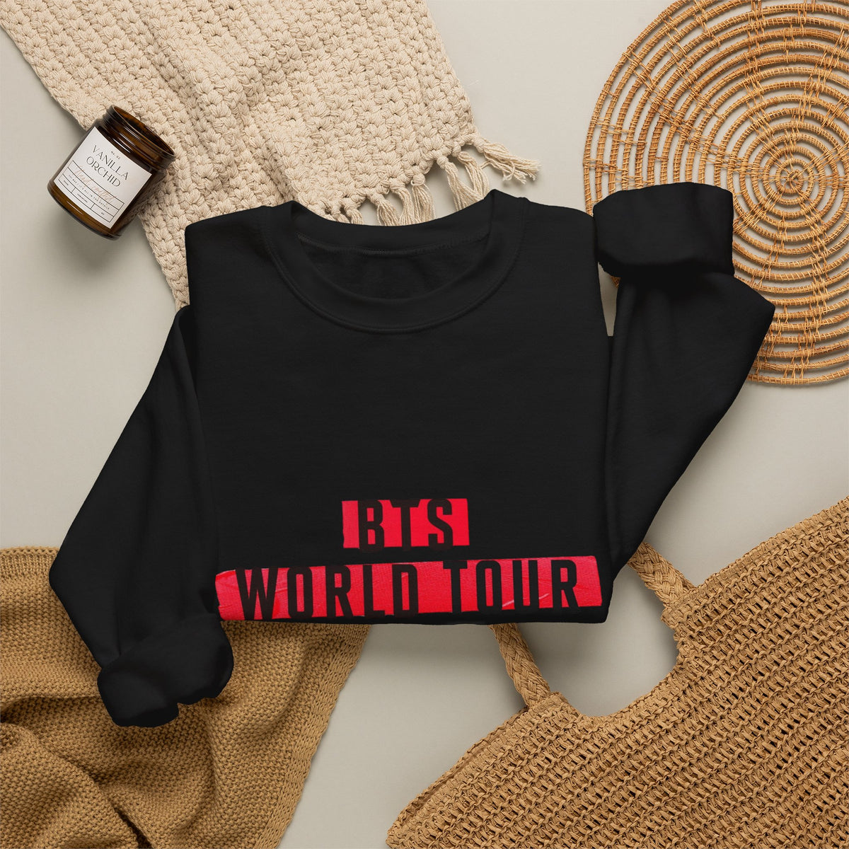 BTS ARMY Crewneck Sweatshirt — “BTS World Tour Arirang” Front & “Army Forever Bangtan Forever” Back