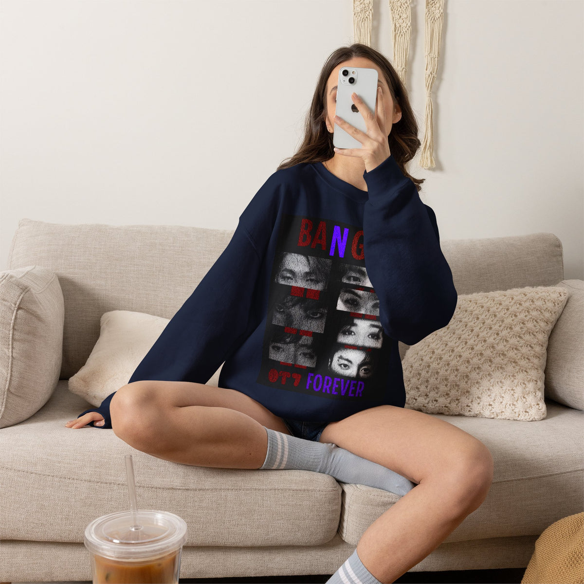 Bangtan Eyes Graphic Sweatshirt — K-Pop Fan Crewneck ("BANGTAN 07 FOREVER")