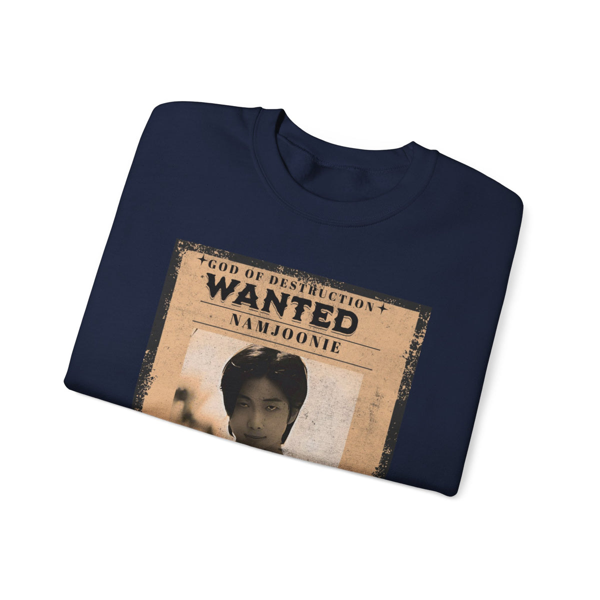 Wanted Poster Crewneck Sweatshirt — 'Wanted: Namjoonie' Vintage K-Pop Graphic