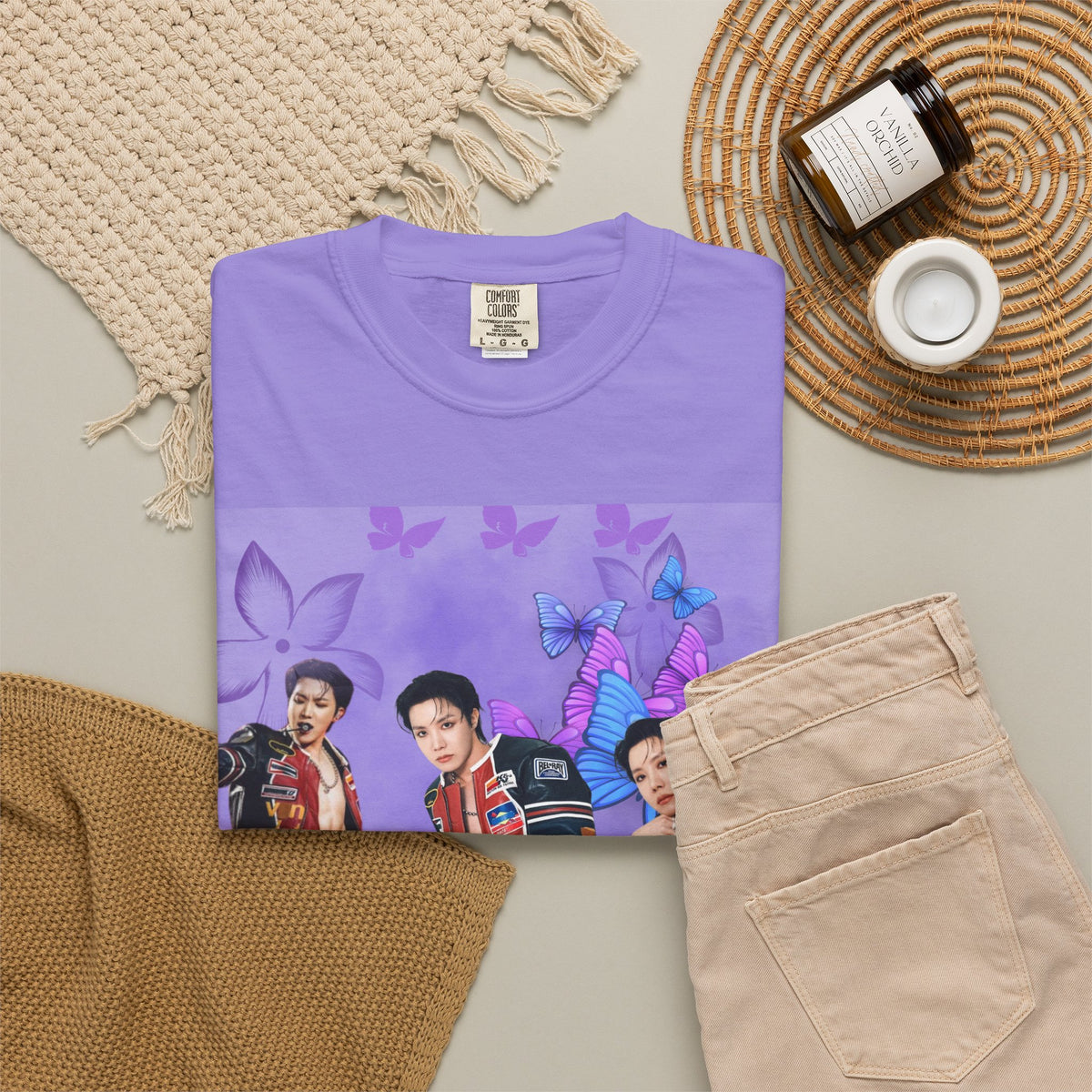 JHOPE Graphic T-Shirt — Purple Floral Portrait Tee