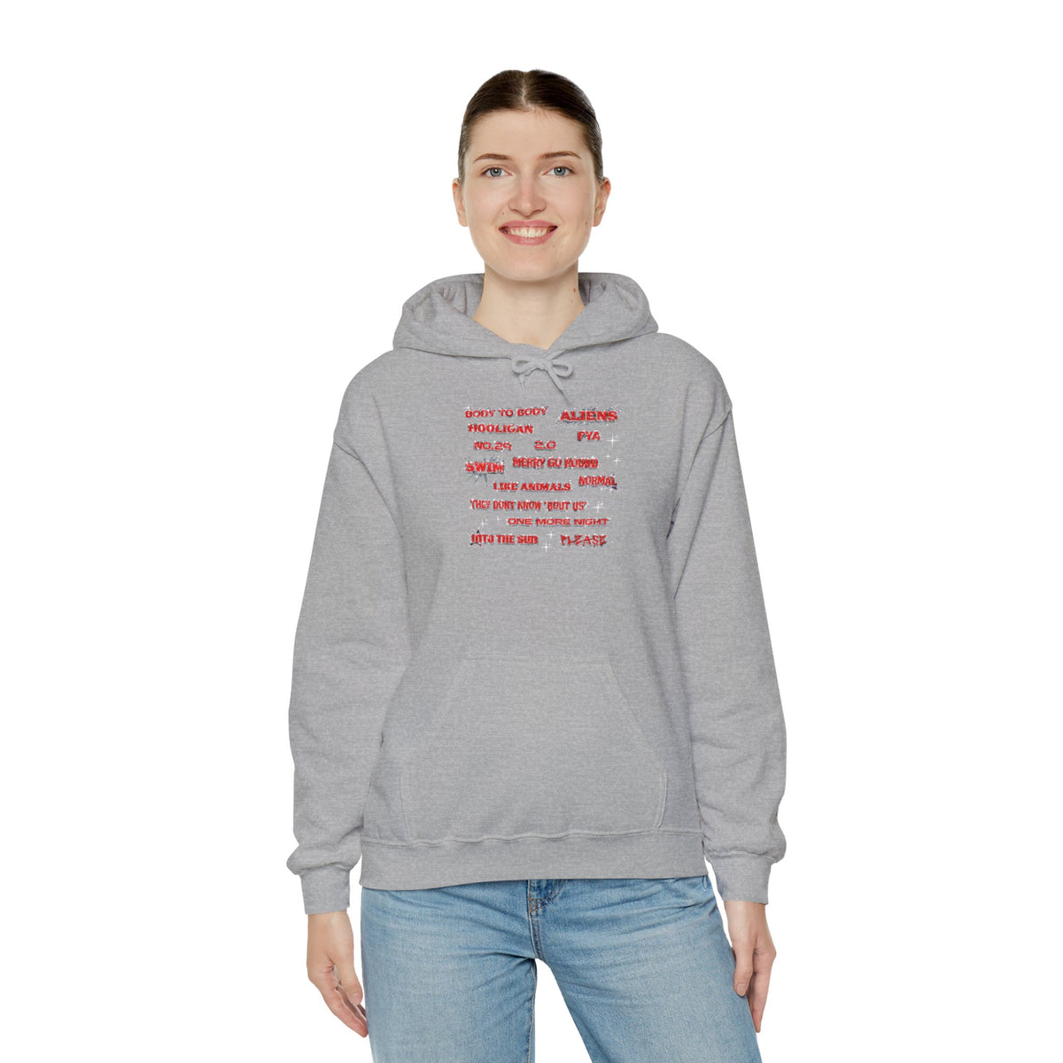 BTS Text Graphic Hoodie —  Red Script Sweatshirt