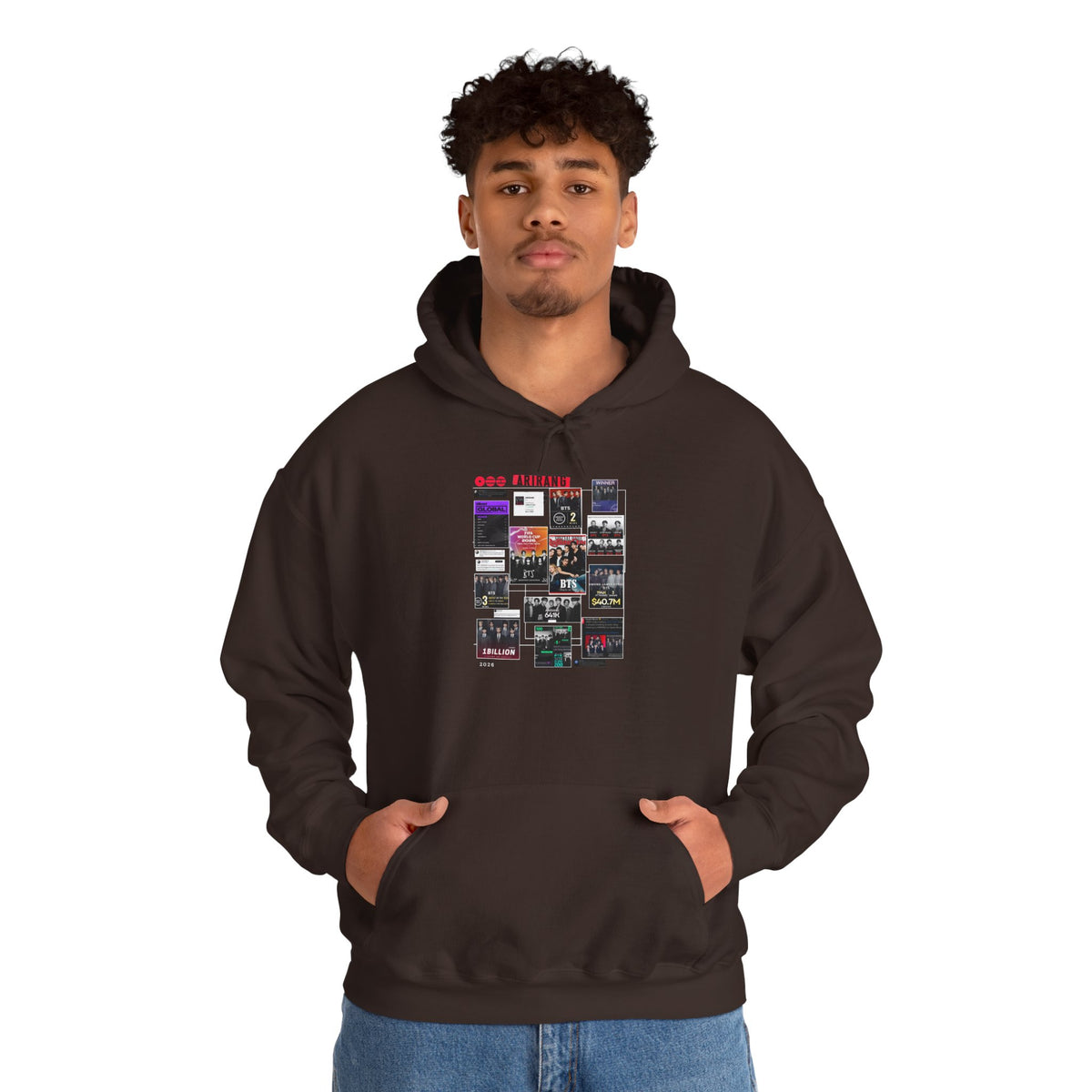 BTS Collage Hoodie — Retro Music Posters Graphic Sweatshirt
