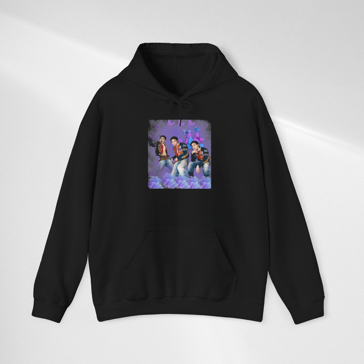JHOPE Photo Hoodie — Purple Watercolor Floral Crew Sweatshirt