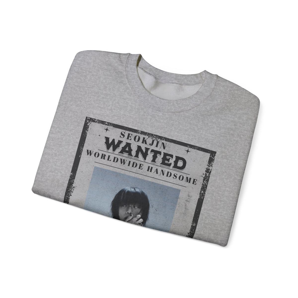 Crewneck Sweatshirt — 'Seojin Wanted: Worldwide Handsome' Vintage Poster Graphic