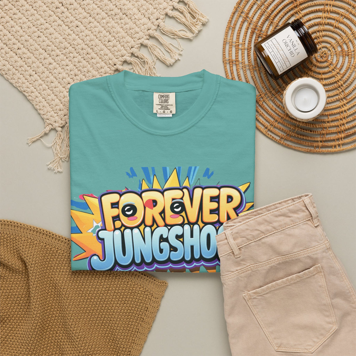 Forever Jungshook T-Shirt — Colorful Fan Graphic Tee