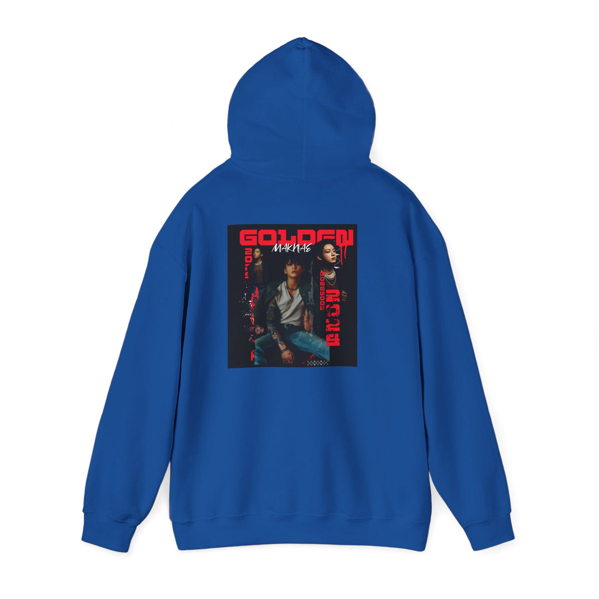 JK Hoodie - 'GOLDEN MAKNAE' Portrait Graphic Hoodie (Red Noir Band Art)