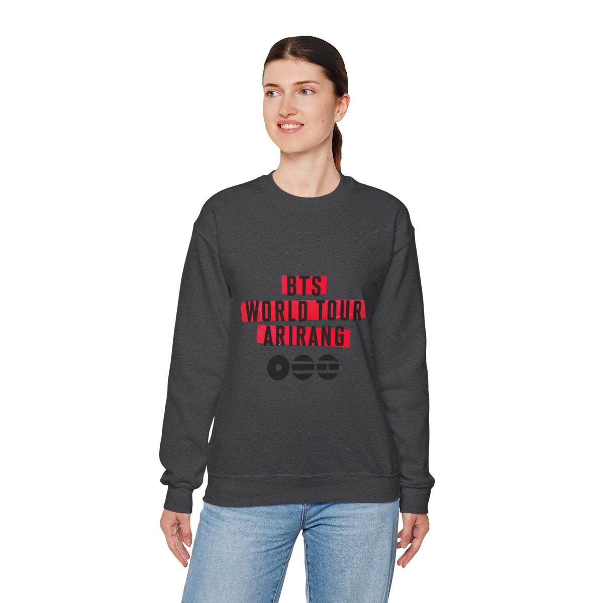 BTS ARMY Crewneck Sweatshirt — “BTS World Tour Arirang” Front & “Army Forever Bangtan Forever” Back