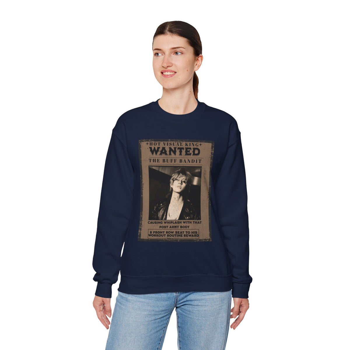 Wanted Poster Crewneck Sweatshirt — Vintage 'Buff Bandit' Graphic