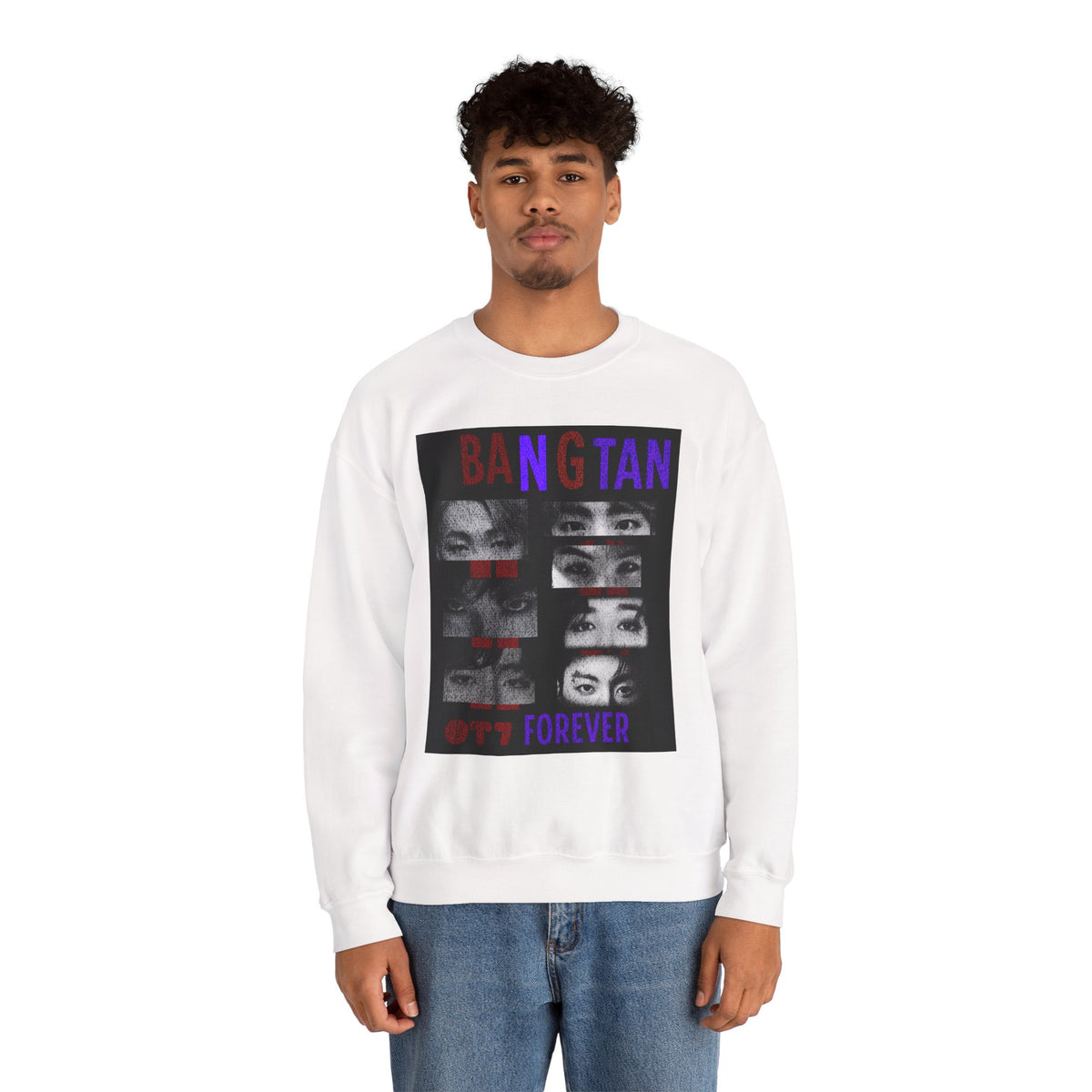 Bangtan Eyes Graphic Sweatshirt — K-Pop Fan Crewneck ("BANGTAN 07 FOREVER")