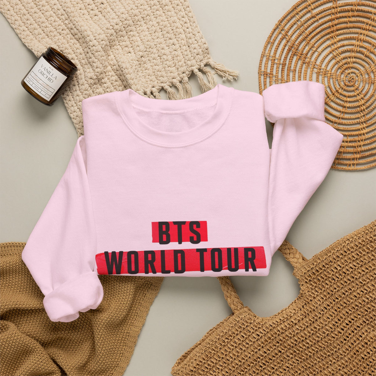BTS ARMY Crewneck Sweatshirt — “BTS World Tour Arirang” Front & “Army Forever Bangtan Forever” Back
