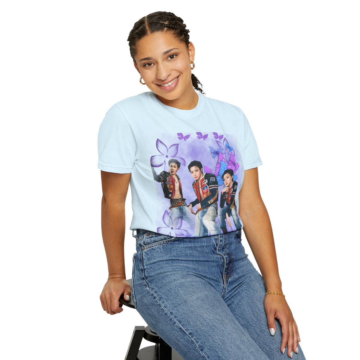 JHOPE Graphic T-Shirt — Purple Floral Portrait Tee