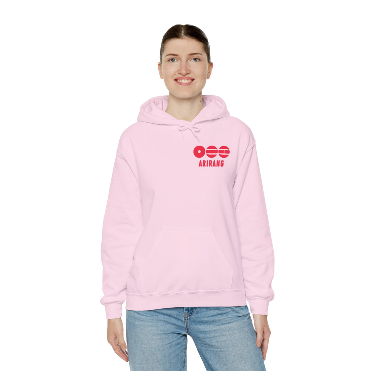 Arirang Logo Hoodie — Minimal BTS Inspired White Pullover
