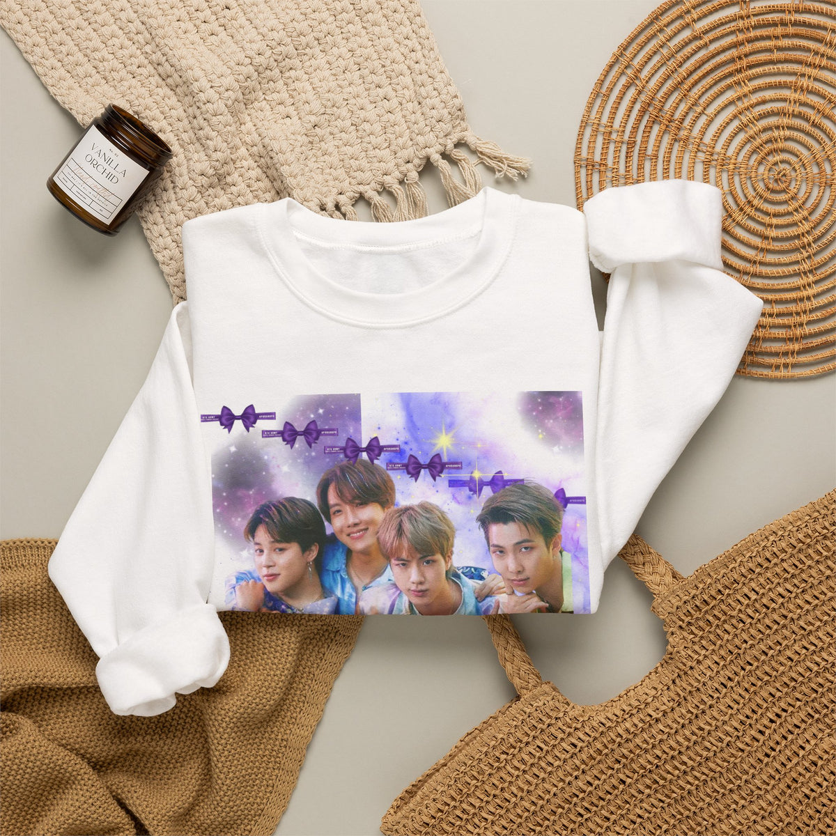BTS Group Photo Crewneck Sweatshirt — Purple Star Aesthetic