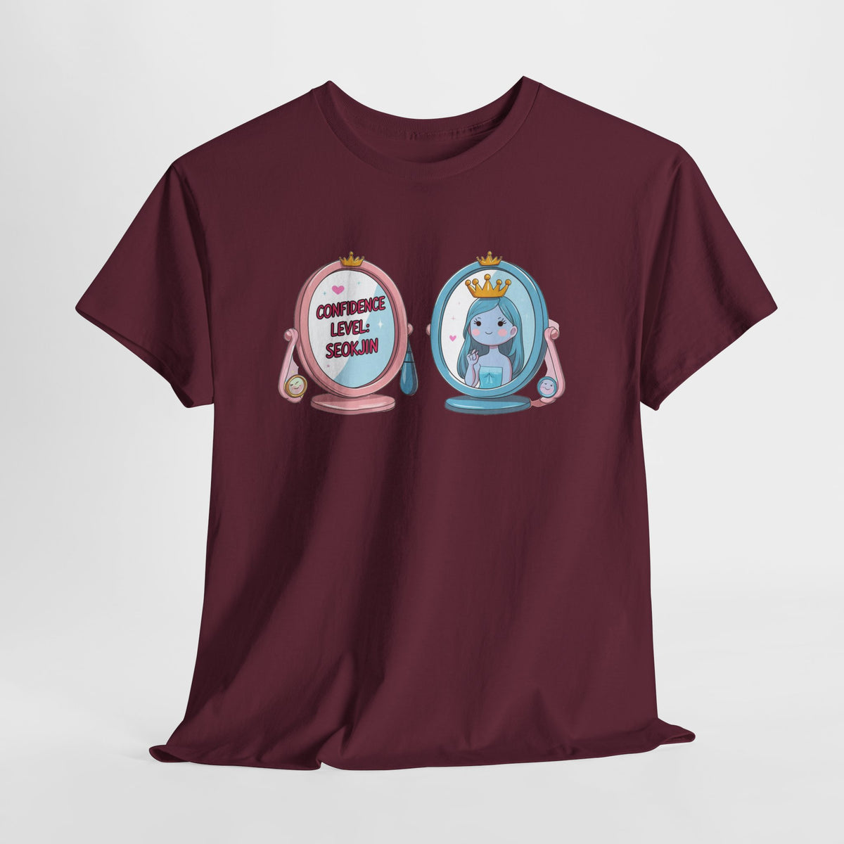 JIN Level Shirt — Cute Pink & Blue Mirrors Graphic Tee ("Comfort Level: Secure")