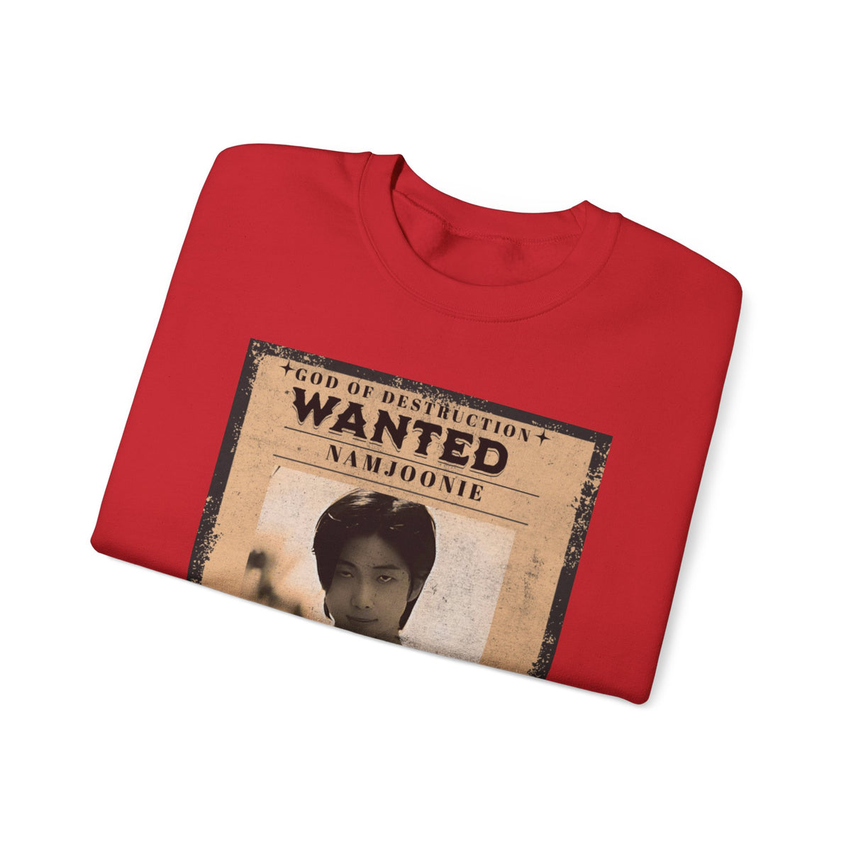Wanted Poster Crewneck Sweatshirt — 'Wanted: Namjoonie' Vintage K-Pop Graphic
