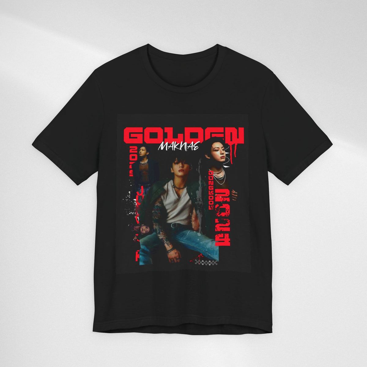 Jungkook Graphic Tee — Golden (Red Text)