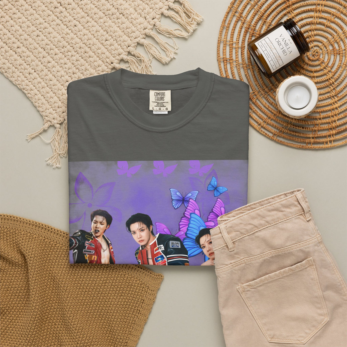 JHOPE Graphic T-Shirt — Purple Floral Portrait Tee