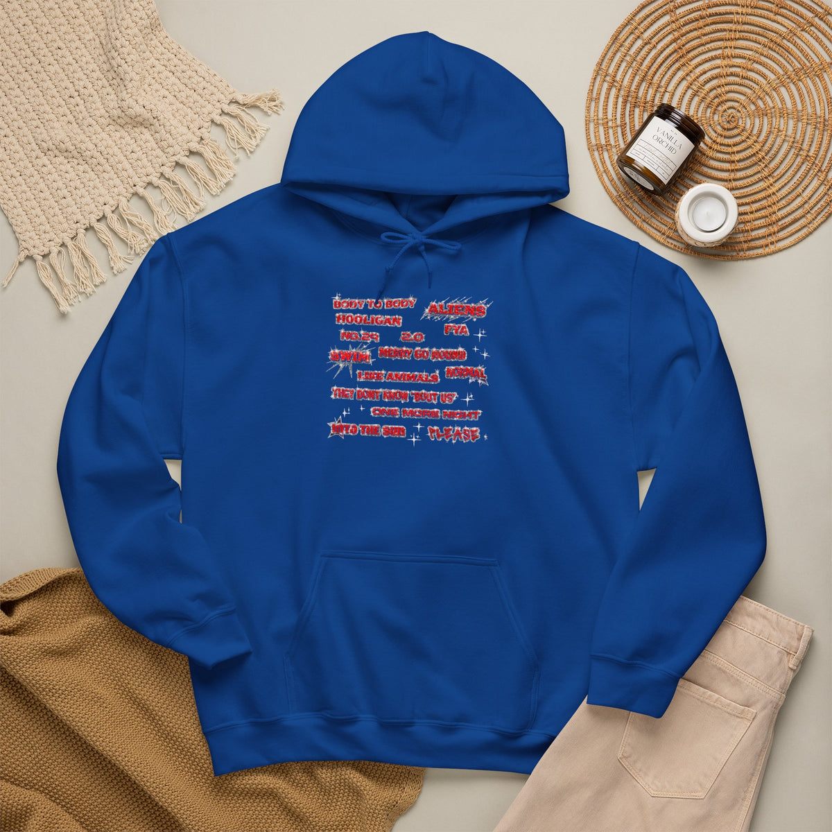 BTS Text Graphic Hoodie —  Red Script Sweatshirt