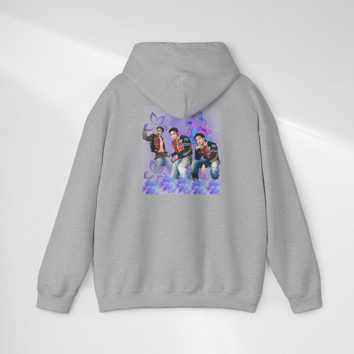JHOPE Photo Hoodie — Purple Watercolor Floral Crew Sweatshirt